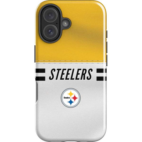 NFL Pittsburgh Steelers White Striped iPhone 16 Plus Impact Case